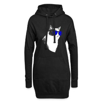 Katze Sonnenbrille Kätzchen Katzenliebe Katzenlieb - Hoodie-Kleid - Schwarz - Vorne