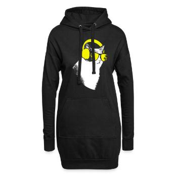 Katze Sonnenbrille Kätzchen Katzenliebe Katzenbesi - Hoodie-Kleid - Schwarz - Vorne
