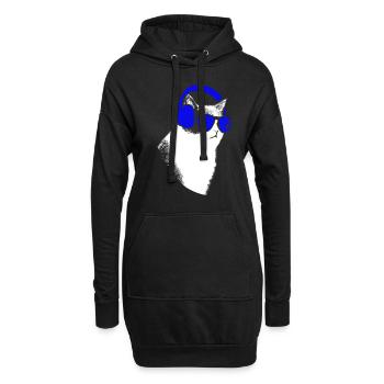 Katze Sonnenbrille Kätzchen Katzenliebe Katzenlieb - Hoodie-Kleid - Schwarz - Vorne