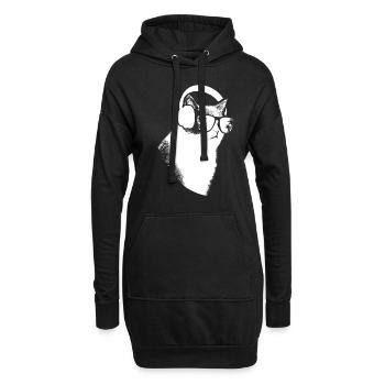 Katze Sonnenbrille Party Kätzchen Katzenliebe Katz - Hoodie-Kleid - Schwarz - Vorne