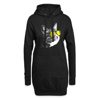 Katze Sonnenbrille Kätzchen Katzenliebe Katzenlieb - Hoodie-Kleid - Schwarz - Vorne