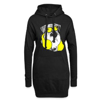 Riesenschnauzer Hundefans Kopfhörer Riesenschnauze - Hoodie-Kleid - Schwarz - Vorne