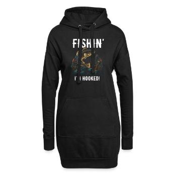 Fishin Je suis accroché à la pêche - Sweat-shirt à capuche long Femme - noir - Devant