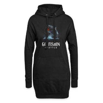 Gehen Sie stilvoll angeln - Hoodie-Kleid - Schwarz - Vorne