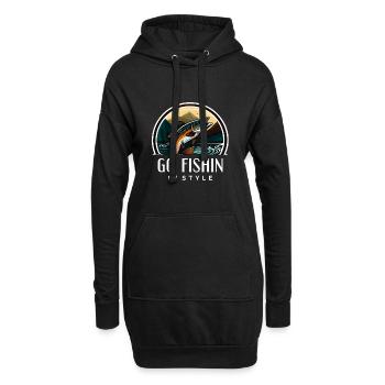 Gehen Sie stilvoll angeln - Hoodie-Kleid - Schwarz - Vorne