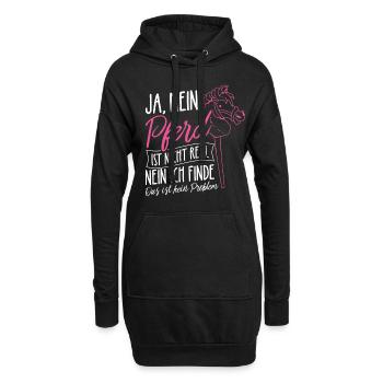 Ja Mein Pferd Ist Nicht Real Nein Das Ist Kein Pro - Hoodie-Kleid - Schwarz - Vorne