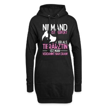 Niemand ist perfekt aber als Tierärztin ist man na - Hoodie-Kleid - Schwarz - Vorne