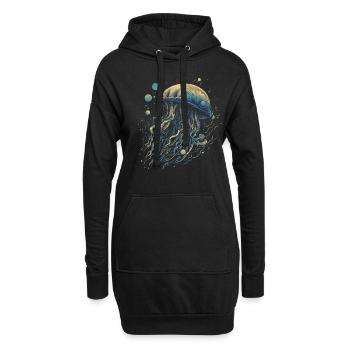 Qualle - Hoodie-Kleid - Schwarz - Vorne
