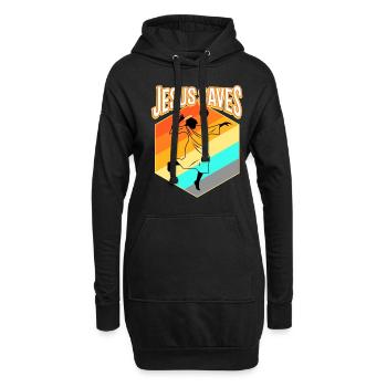 Jésus et le volleyball - Sweat-shirt à capuche long Femme - noir - Devant