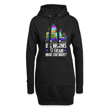 Big worms ice cream truck - Hoodie-Kleid - Schwarz - Vorne