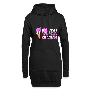 I love you more than ice cream - Hoodie-Kleid - Schwarz - Vorne