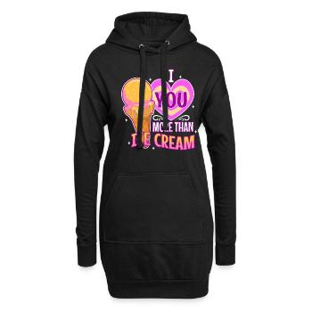 I love you more than ice cream - Hoodie-Kleid - Schwarz - Vorne
