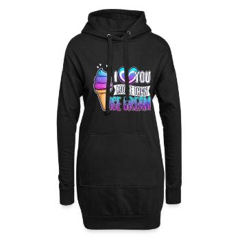 I love you more than ice cream - Hoodie-Kleid - Schwarz - Vorne