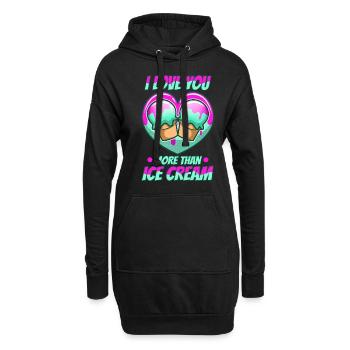 I love you more than ice cream - Hoodie-Kleid - Schwarz - Vorne