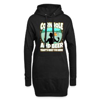 Cornhole and beer thats why im here - Hoodie-Kleid - Schwarz - Vorne