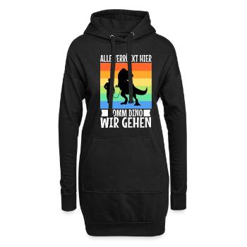 Alle verrückt hier komm Dino wir gehen - Hoodie-Kleid - Schwarz - Vorne