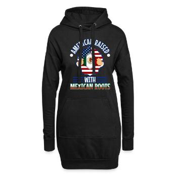 American raised with Mexican roots - Hoodie-Kleid - Schwarz - Vorne