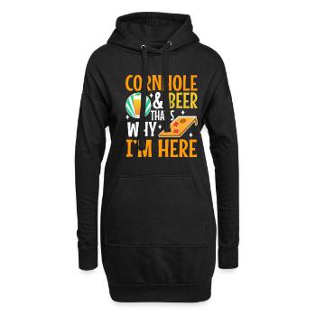 Cornhole and beer thats why im here - Hoodie-Kleid - Schwarz - Vorne