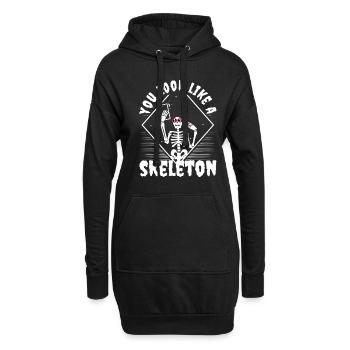 You look good as skeleton - Hoodie-Kleid - Schwarz - Vorne