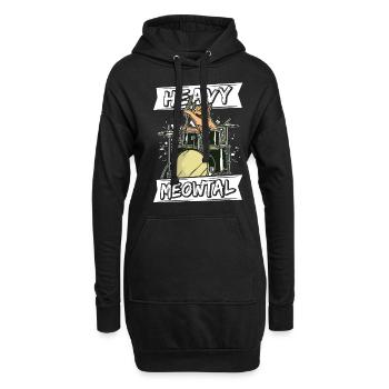Heavy Meowtal Katze Heavy Metal Rock Headbanger Ca - Hoodie-Kleid - Schwarz - Vorne