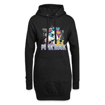 Punk Rock Unicorn - Hoodie-Kleid - Schwarz - Vorne