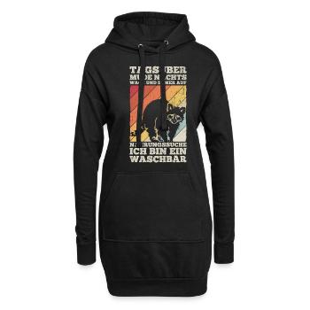 Tagsüber Müde Nachts Wach Nahrungssuche Ich Bin Ei - Hoodie-Kleid - Schwarz - Vorne