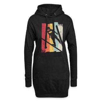 Saut à ski Rétro Ski volant Vacances Sport Ski S - Sweat-shirt à capuche long Femme - noir - Devant