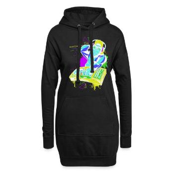 DJ Monkey Musique Party Fun Lunettes De Soleil Fun Dancing C - Sweat-shirt à capuche long Femme - noir - Devant