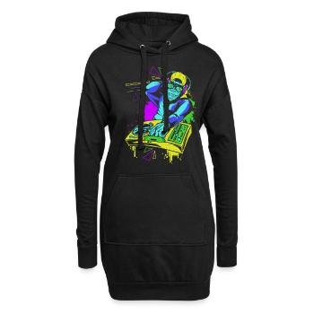 DJ Monkey Musique Party Fun Lunettes De Soleil Fun Dancing C - Sweat-shirt à capuche long Femme - noir - Devant