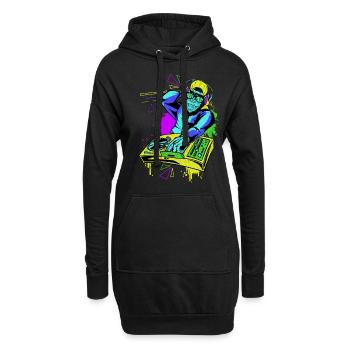 DJ Monkey Music Party Fun Lunettes de soleil Dance Party M - Sweat-shirt à capuche long Femme - noir - Devant