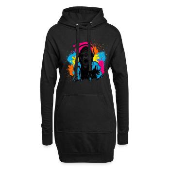 DJ Monkey Musique Party Fun Lunettes De Soleil Fun Dancing C - Sweat-shirt à capuche long Femme - noir - Devant