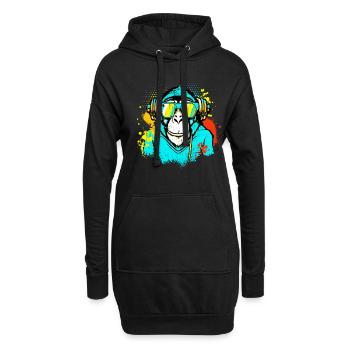 DJ Monkey Music Party Fun Sunglasses Monkey Headph - Hoodie-Kleid - Schwarz - Vorne
