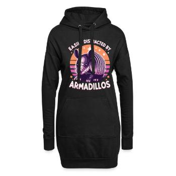 Leicht abgelenkt durch Armadillos Gürteltier - Hoodie-Kleid - Schwarz - Vorne