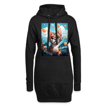 Bengal Katze - Hoodie-Kleid - Schwarz - Vorne