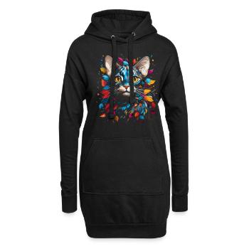Bengal Katze - Hoodie-Kleid - Schwarz - Vorne