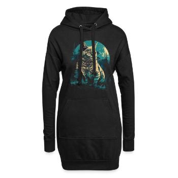 Bengal Katze - Hoodie-Kleid - Schwarz - Vorne