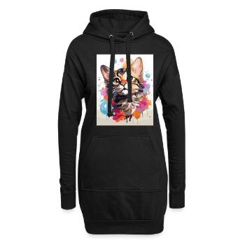 Chat du Bengale - Sweat-shirt à capuche long Femme - noir - Devant