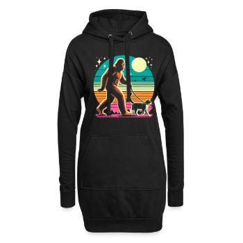 Bigfoot Cat - Hoodie Dress - black - Front