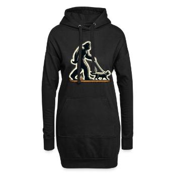 Bigfoot Katze Lustige Bilder - Hoodie-Kleid - Schwarz - Vorne