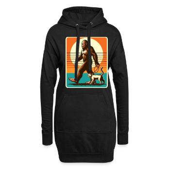Bigfoot Katze Lustige Bilder - Hoodie-Kleid - Schwarz - Vorne