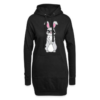 Hase mit Sonnenbrille Kanninchen Hasen Liebhaber G - Hoodie-Kleid - Schwarz - Vorne