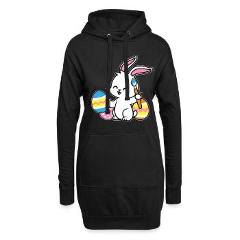 Lapin de Pâques peint Ostereiger Oeuf Peinture Ostergesch - Sweat-shirt à capuche long Femme - noir - Devant