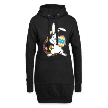 Lapin de Pâques peint Ostereiger Oeuf Peinture Ostergesch - Sweat-shirt à capuche long Femme - noir - Devant