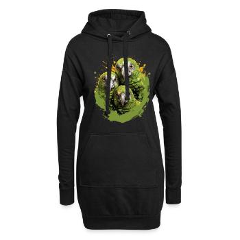 Wellensittich Sittich - Hoodie-Kleid - Schwarz - Vorne