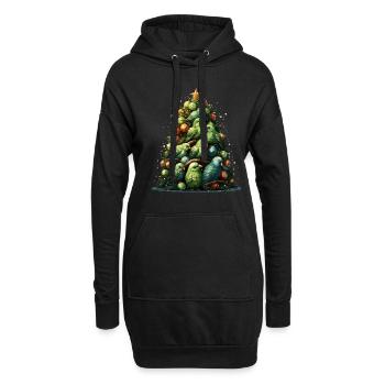 Perruche Perruche Noël - Sweat-shirt à capuche long Femme - noir - Devant