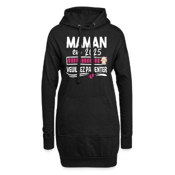 2025 Maman Mère Bébé Naissance Cadeau Grossesse - Sweat-shirt à capuche long Femme - noir - Devant