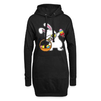 Dabbing Osterhase Ostern Hase Kanninchen Geschenk - Hoodie-Kleid - Schwarz - Vorne