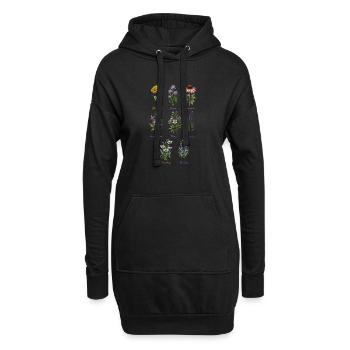 Collection d’herbes et de fleurs botaniques - Sweat-shirt à capuche long Femme - noir - Devant
