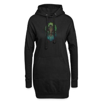 Verzierter Baum des Lebens Wachstum - Hoodie-Kleid - Schwarz - Vorne