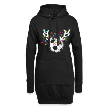 Weihnachtsbaum Lichterkette Fußball Weihnachts - Hoodie-Kleid - Schwarz - Vorne